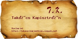 Takács Kapisztrán névjegykártya